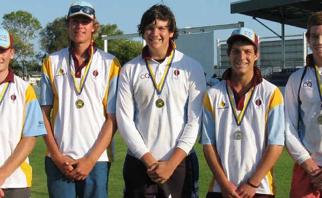 Under-19 and under-17 CQ cricket reps Jason King, Justin Stark, Luke Paradies, Grant Wells and Dan Russell at the NQ Championships in Mackay. Under-19 and under-17 CQ cricket reps Jason King, Justin Stark, Luke Paradies, Grant Wells and Dan Russell at the NQ Championships in Mackay.